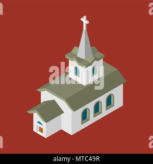 Kirche Isometrics katholischen christlichen Haus Religion. Vector Illustration Stock Vektor