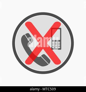Keine Handys erlaubt Durchgestrichen unterzeichnen. Handy Silhouette mit Tasten und Antenne. Vektor icon. Stock Vektor