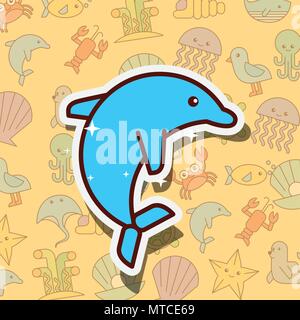 Cetacean Dolphin Sea Life Cartoon Stock Vektor