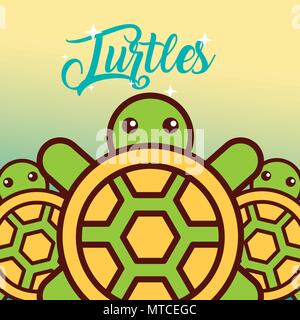 Schildkröten Sea Life Cartoon Stock Vektor