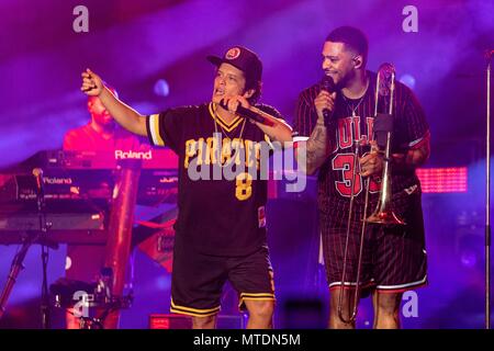 Mai 27, 2018 - Napa, Kalifornien, USA - BRUNO MARS während BottleRock Musik Festival im Napa Valley Expo in Napa, Kalifornien (Bild: © Daniel DeSlover über ZUMA Draht) Stockfoto