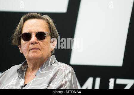 Krakau, Polen. 30 Mai, 2018. Die polnische Regisseurin Agnieszka Holland besucht eine Pressekonferenz während der 11 Film Music Festival in Krakau. Credit: Omar Marques/SOPA Images/ZUMA Draht/Alamy leben Nachrichten Stockfoto