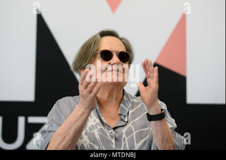 Krakau, Polen. 30 Mai, 2018. Die polnische Regisseurin Agnieszka Holland besucht eine Pressekonferenz während der 11 Film Music Festival in Krakau. Credit: Omar Marques/SOPA Images/ZUMA Draht/Alamy leben Nachrichten Stockfoto