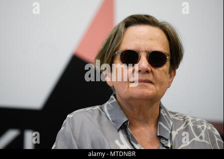 Krakau, Polen. 30 Mai, 2018. Die polnische Regisseurin Agnieszka Holland besucht eine Pressekonferenz während der 11 Film Music Festival in Krakau. Credit: Omar Marques/SOPA Images/ZUMA Draht/Alamy leben Nachrichten Stockfoto