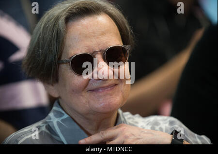 Krakau, Polen. 30 Mai, 2018. Die polnische Regisseurin Agnieszka Holland besucht eine Pressekonferenz während der 11 Film Music Festival in Krakau. Credit: Omar Marques/SOPA Images/ZUMA Draht/Alamy leben Nachrichten Stockfoto