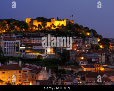 Allgemeine Ansicht von Lissabon Stadt bei Nacht, Lissabon, Portugal Stockfoto