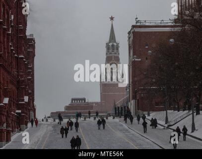 Ein Blick auf die Spasskaja Turm, Moskau, Russland Stockfoto