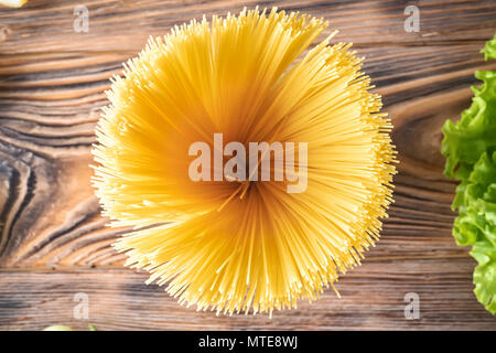 Essen Hintergrund Teigwaren Teigwaren Spaghetti Cappellini Stockfoto