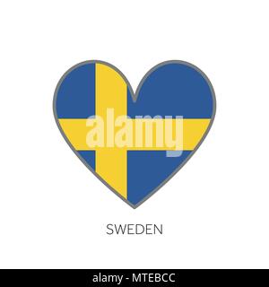 Schweden Flagge Romantik Liebe Herz geformten Vektor icon Stock Vektor