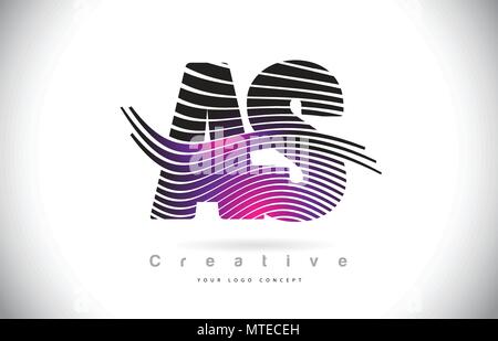 Als S Zebra Textur Schreiben Logo Design mit Kreativen Linien und Swosh in purpur Magenta Farbe Vektor. Stock Vektor