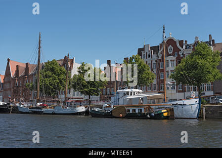 Alten Schiffen im Museumshafen zu Lübeck auf wenditzufer, untertrave, Lübeck, Deutschland Stockfoto