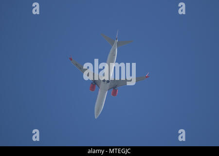 CHIANG MAI, THAILAND - 25. MAI 2018: HS-LSH Boeing 737 MAX. 9 der Thailändischen Lion Air Airline. Von Chiangmai Flughafen in Bangkok. Stockfoto