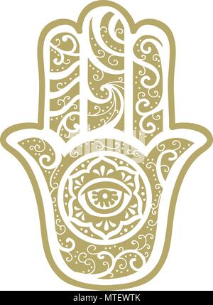 Die Hamsa Hand, alten Nahen Osten Amulett symbolisiert die Hand Gottes. Stock Vektor