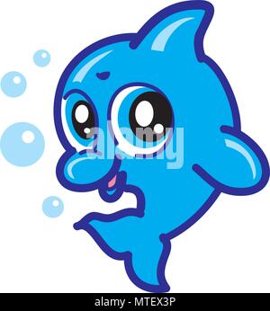 Baby Dolphin Charakter Logo Stock Vektor