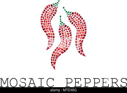 Mosaik rote Paprika Logo Stock Vektor