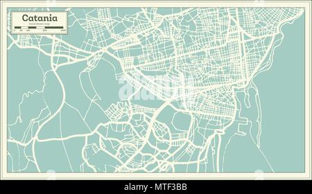 Catania Italien Stadtplan im Retro-stil. Übersichtskarte. Vector Illustration. Stock Vektor