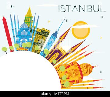 Istanbul Türkei Skyline der Stadt mit Gebäuden, blauer Himmel und Kopieren. Vector Illustration. Business Travel und Tourismus Konzept mit Istanbul Stock Vektor