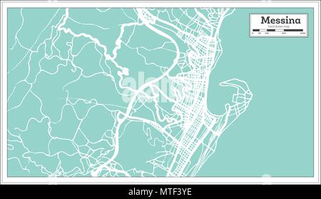 Messina Italien Stadtplan im Retro-stil. Übersichtskarte. Vector Illustration. Stock Vektor
