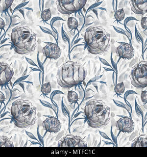 Rosen. Hand gezeichnet Aquarell floralen Muster. Stockfoto