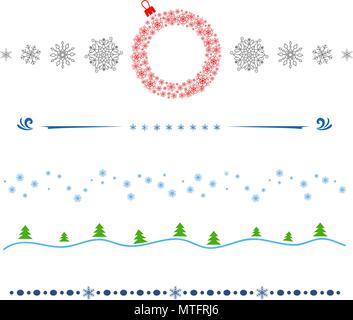 Set vektorlinie Grenze. Design element Frohe Weihnachten Stock Vektor