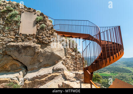 Treppen, Verwitterung, Stahl, COR-TEN Stahl, an Flugzeuge d'hostoles Schloss, Katalonien, Spanien Stockfoto