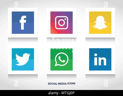 Social media Icons eingestellt. logo Unternehmen Facebook, Instagram, Whatsapp Stock Vektor