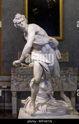 Rom. Italien. Gian Lorenzo Bernini (1598-1680), David, Marmor Skulptur, 1623-1624. Galleria Borghese. Inv. LXXVII Stockfoto