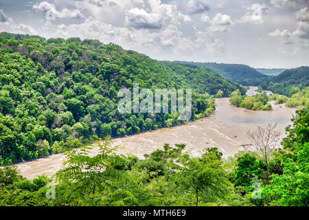 Der Shenandoah River von oben Harper's Ferry, West Virginia gesehen. Stockfoto