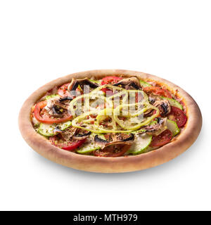 Pilz Pizza Vegetarisch auf weißem Hintergrund Stockfoto