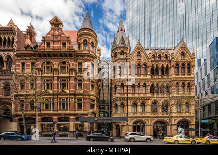 Das Rialto und das Hotel Intercontinental Gebäude an der Collins Street, Melbourne Stockfoto