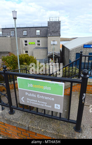 Job Center Plus Beschilderungen und Eingang in die Shetland Inseln entfernt Stockfoto