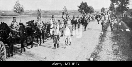 Russischen regiment Rückzug nach einer Niederlage in der Nähe von Warschau, 1915, Polen Stockfoto