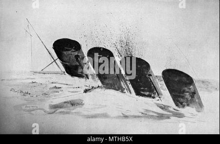 Shipwrecking der Lusitania, Mai 1915, Nordatlantik Stockfoto