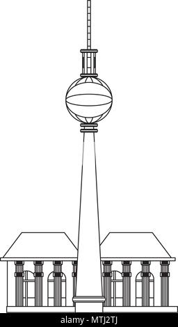 Fernsehturm, Fernsehturm Symbol auf weißem Hintergrund, Vector Illustration Stock Vektor