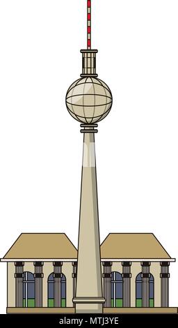 Fernsehturm, Fernsehturm Symbol auf weißem Hintergrund, Vector Illustration Stock Vektor