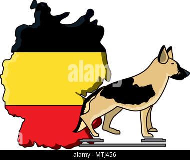 Deutschland Karte und Deutscher Schäferhund auf weißem Hintergrund, Vector Illustration Stock Vektor