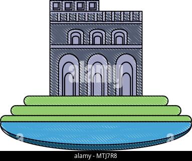 Porta Nigra Gebäude Symbol auf weißem Hintergrund, Vector Illustration Stock Vektor