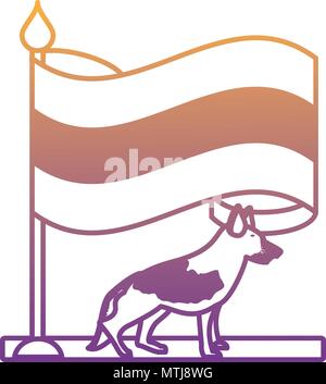 Deutschland Fahne und Deutscher Schäferhund auf weißem Hintergrund, Vector Illustration Stock Vektor