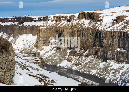 Wasserfall Dettifoss im Winter Island Stockfoto