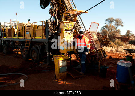 Driller auf die Exploration Core Rig Stockfoto