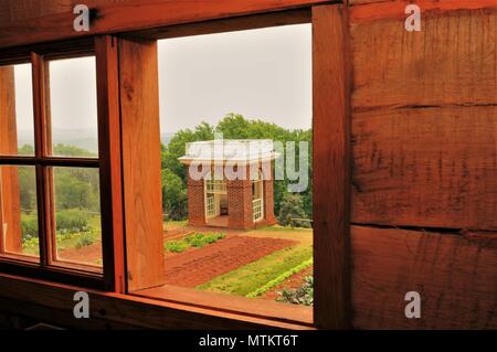 Blockhaus am Thomas Jefferson's Plantage Monticello bei Charlottesville Virginia Stockfoto