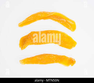 Getrocknete Mango oder getrocknete Mango Slices auf einem Hintergrund Stockfoto