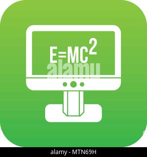 Monitor mit Einsteins Formel Symbol Digital Green Stock Vektor
