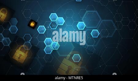 Technologie Sicherheitskonzept. Moderne Sicherheit digitale Hintergrund. Schutz System Stock Vektor