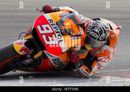 Spaniens Marc Marquez auf seinem Repsol Honda RCV factory Bike auf der offiziellen MotoGP winter Test in Sepang in Malaysia. Stockfoto