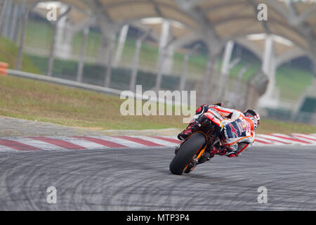 Spaniens Marc Marquez auf seinem Repsol Honda RCV factory Bike auf der offiziellen MotoGP winter Test in Sepang in Malaysia. Stockfoto