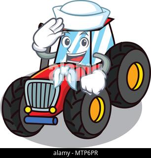 Sailor Traktor Charakter Cartoon Stil Stock Vektor