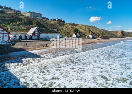 In Saltburn-by-the-Sea an, von der Pier, Cleveland, North Yorkshire, England, Großbritannien Stockfoto