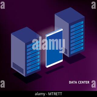 Data Center technology isometrische Symbole Stock Vektor