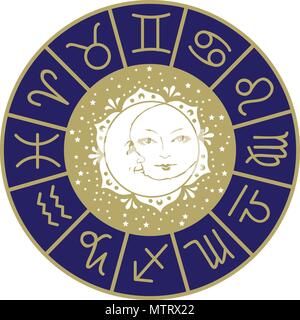 Sonne, Mond und Sterne Stock Vektor